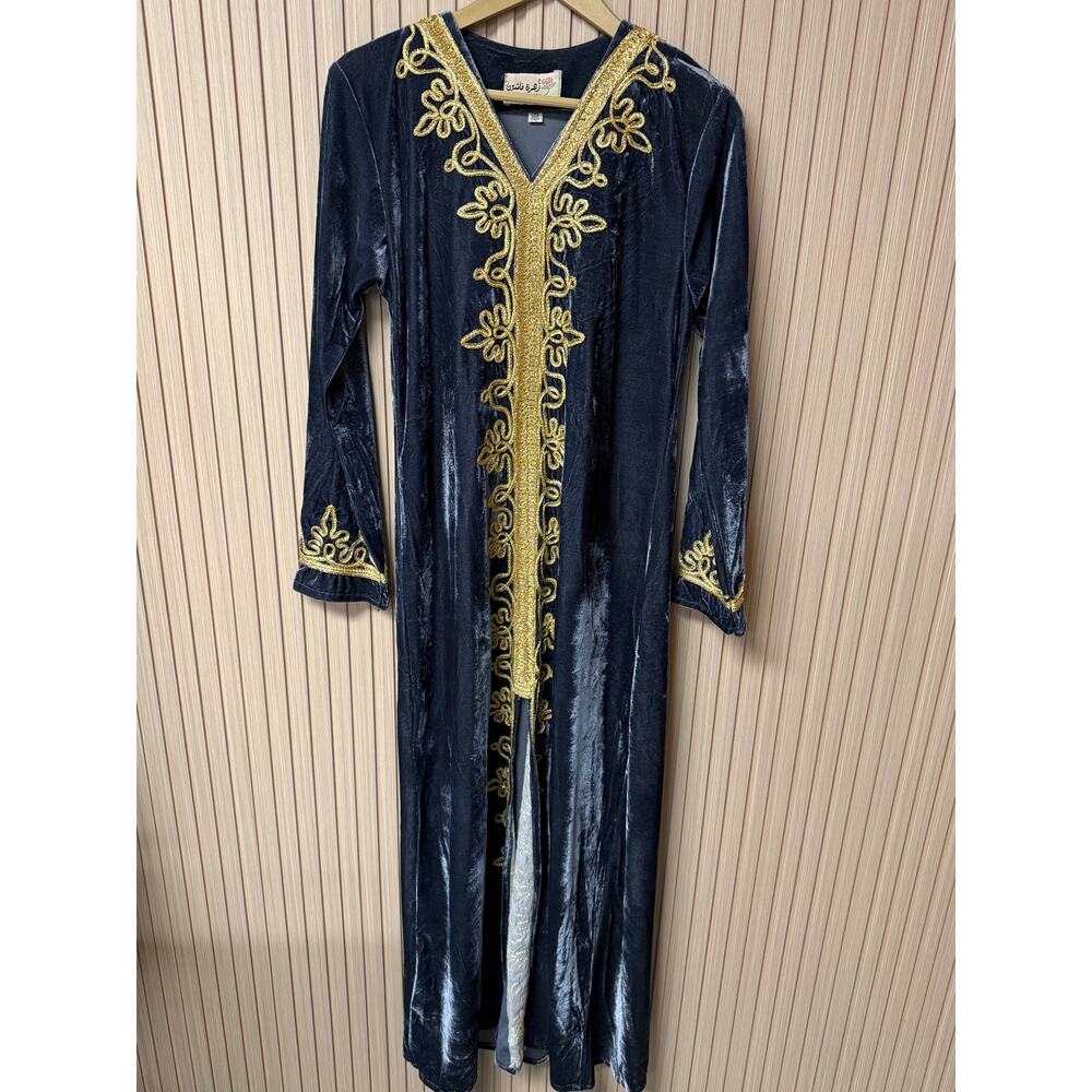 Zohra Fashion Velvet Moroccan Kaftan Abaya Dress Size M
